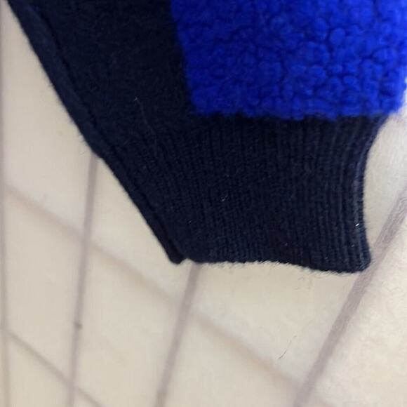 SWEATER  THICK‎ WARM KNITTED 100% WOOL BLUE & BLACK SIZE M - Picture 6 of 10